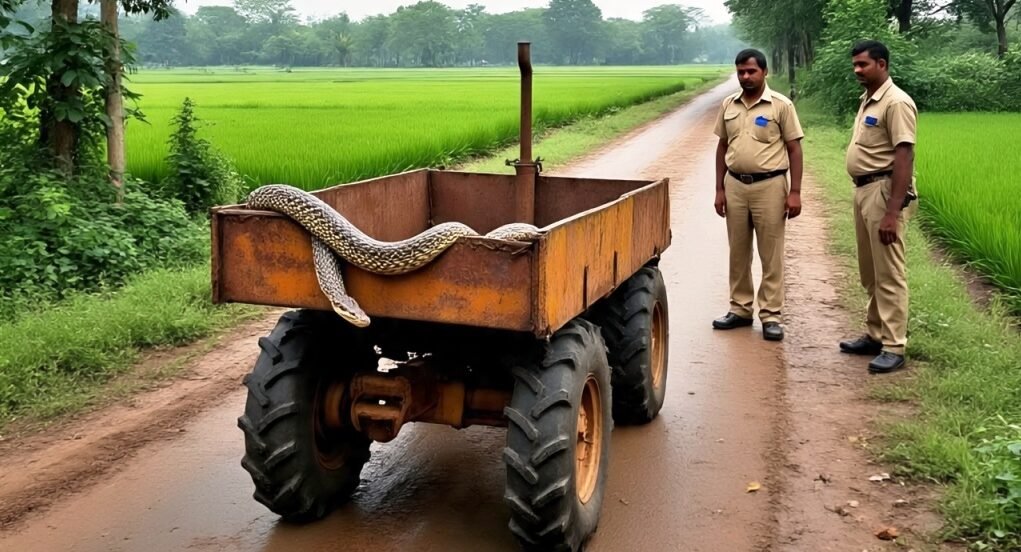 a_tractor_trolley_on_a_village_s_kutcha AI